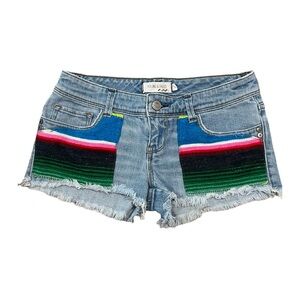Young & Faded Low-rise Denim Micro Shorts with Frayed Hem and Statement Pockets
